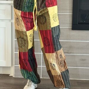Boho, Hippie and Harem style Pants With vibrant multicolor. Bohemian. Unisex.